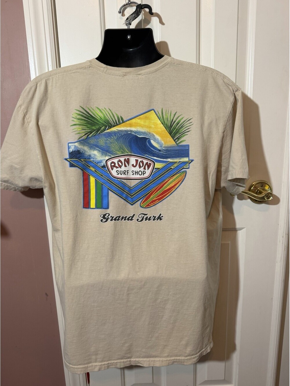 Ron Jon Custom Surfboards Grand Turk Island Mens Size XL Beige Cotton